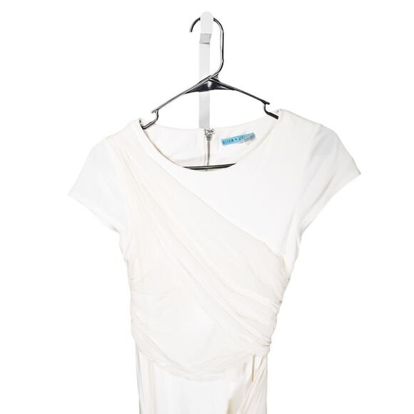 Alice + Olivia Womens Dress Ivory Silk Stretch Lined Mini Layered Sheath Party S - Picture 6 of 10